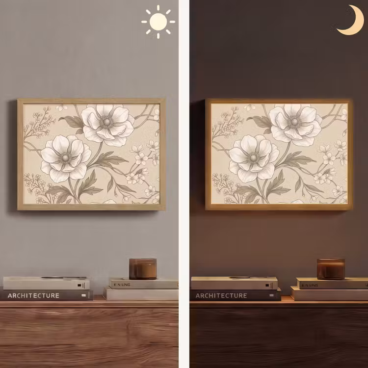 Lightbox - Wandlamp - Bloemen - Patroon - Beige — 6