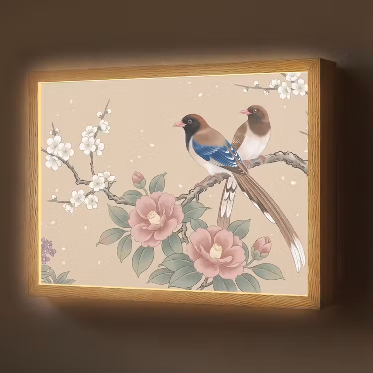 Lightbox - Wandlamp - Bloemen - Vogels - Bloemen — 1