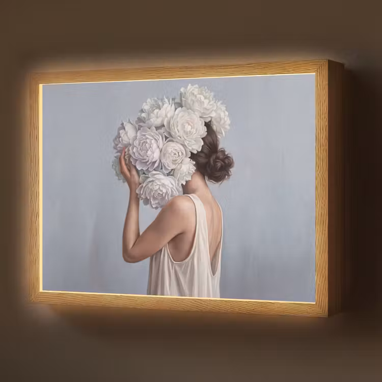 Lightbox - Wandlamp - Bloemen - Vrouw - Wit — 1