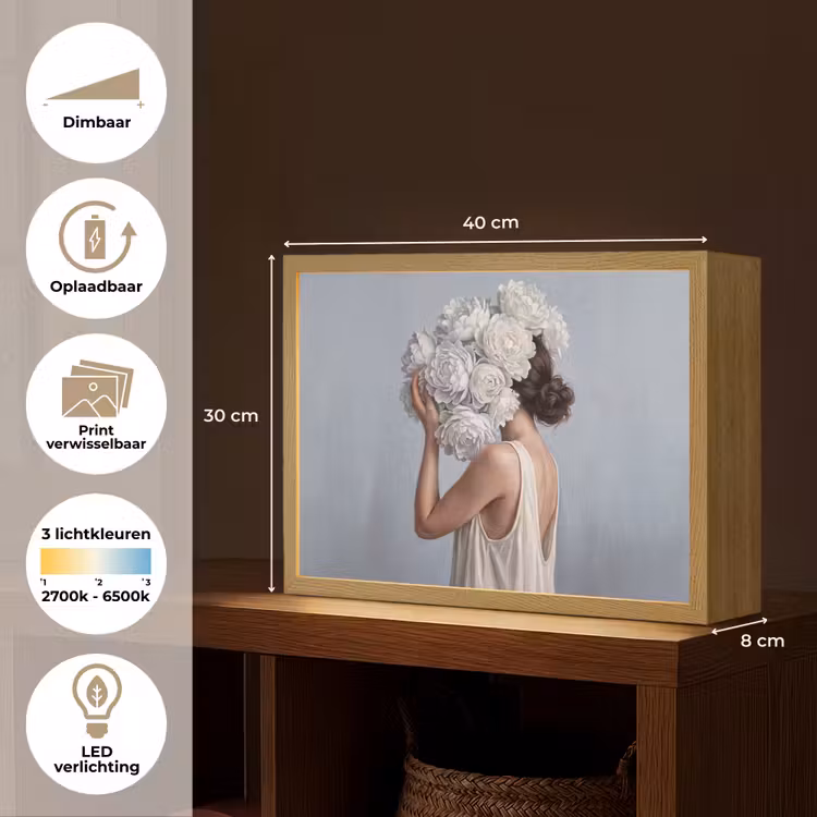 Lightbox - Wandlamp - Bloemen - Vrouw - Wit — 10