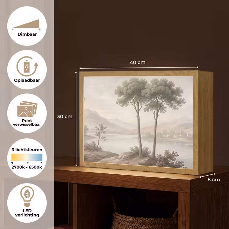 Lightbox - Wandlamp - Bomen - Meer - Bergen - Illustratie — 10