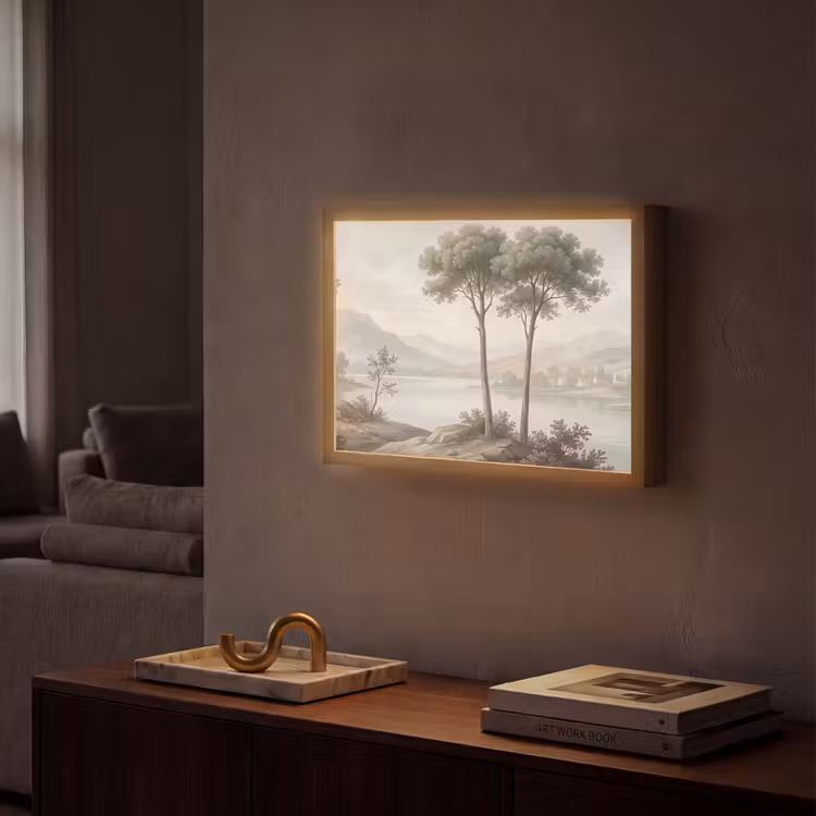 Lightbox - Wandlamp - Bomen - Meer - Bergen - Illustratie — 2