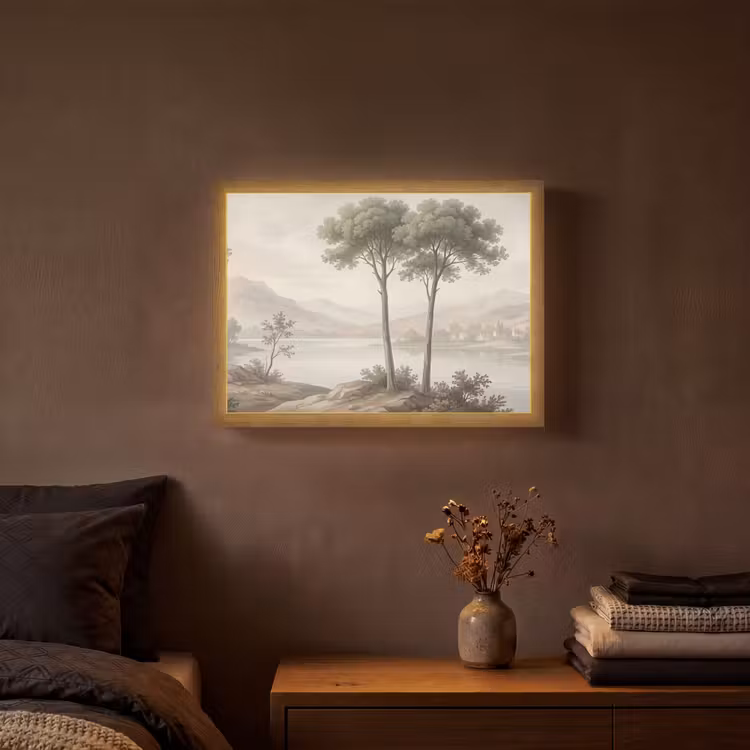 Lightbox - Wandlamp - Bomen - Meer - Bergen - Illustratie — 3