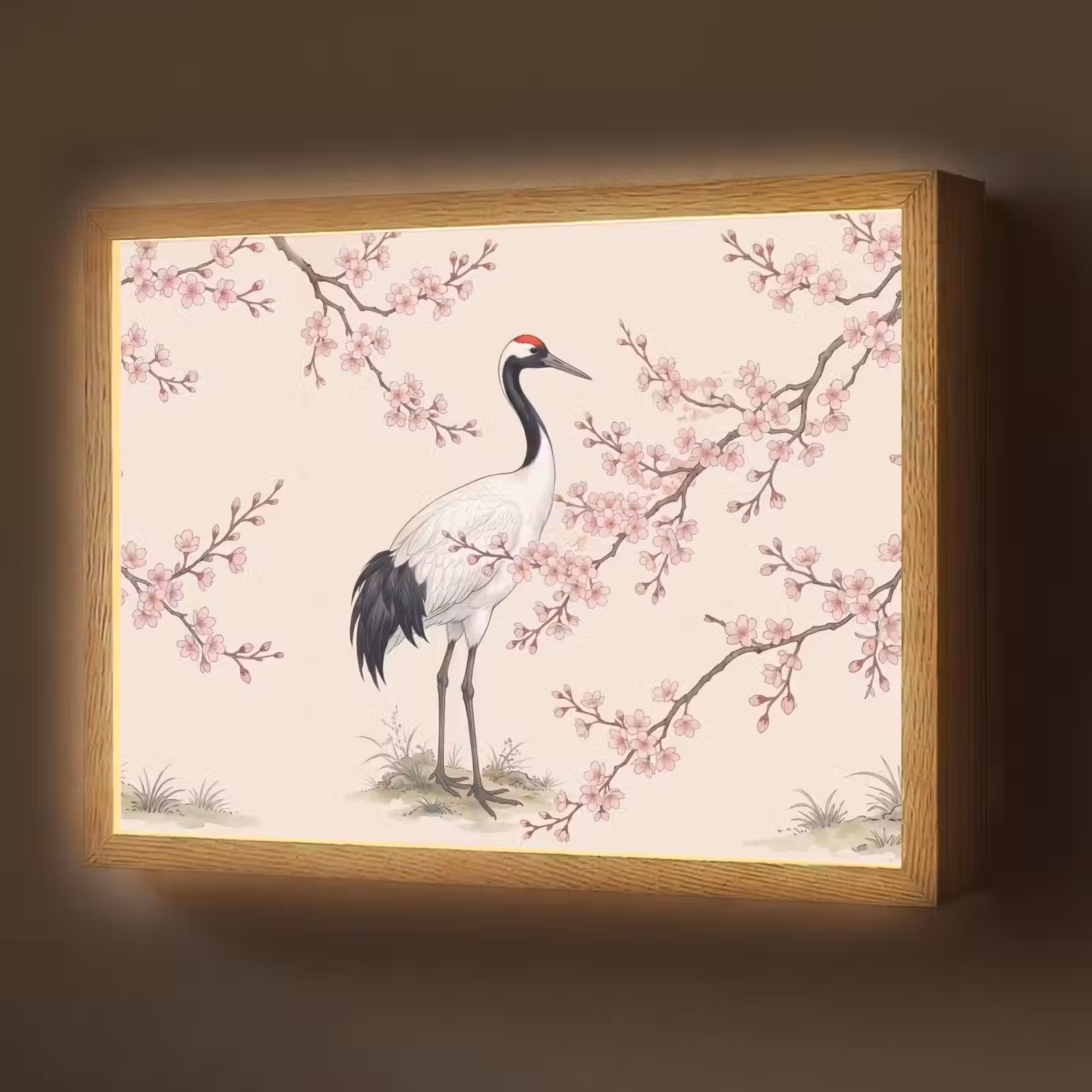Lightbox - Wandlamp - Aziatisch - Kraanvogel - Beige — 1