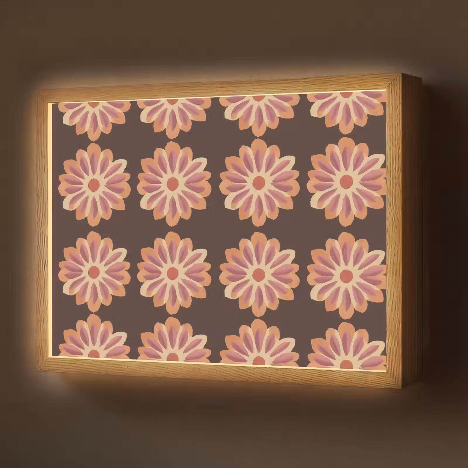 Lightbox - Wandlamp - Bloemen - Patroon - Bruin — 1