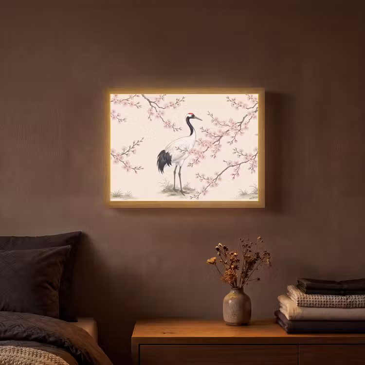 Lightbox - Wandlamp - Aziatisch - Kraanvogel - Beige — 3