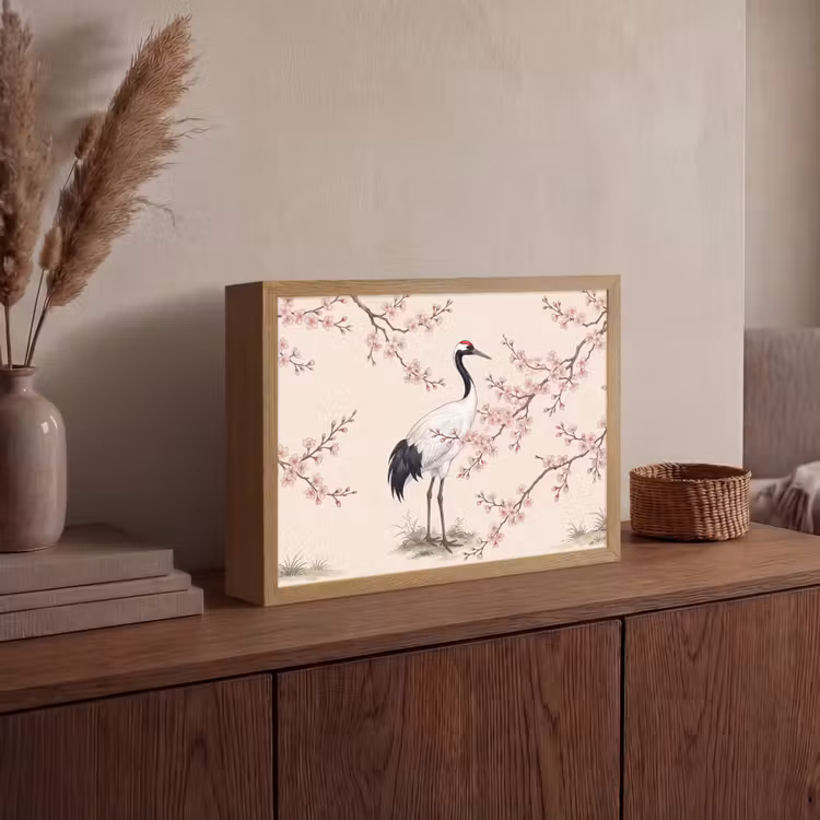 Lightbox - Wandlamp - Aziatisch - Kraanvogel - Beige — 4