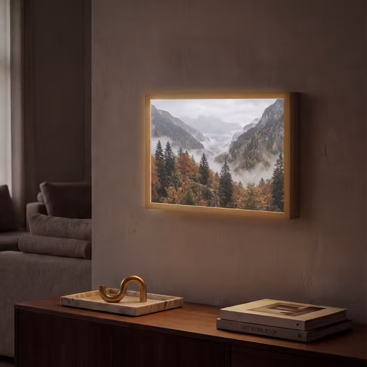 Lightbox - Wandlamp - Bergen - Vallei - Mist - Herfst - Natuur — 2