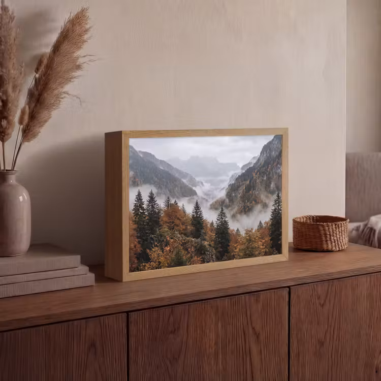 Lightbox - Wandlamp - Bergen - Vallei - Mist - Herfst - Natuur — 4
