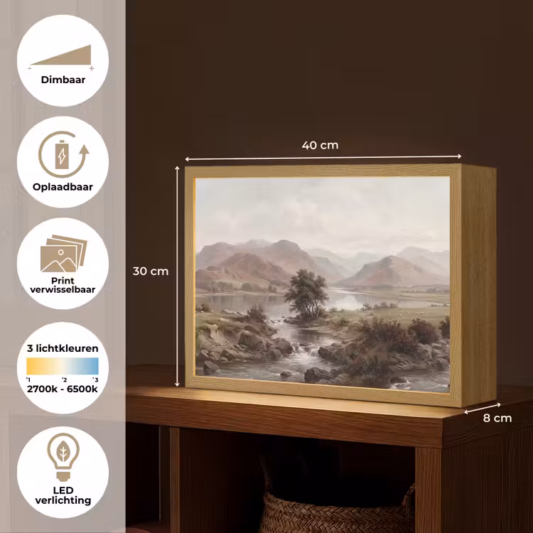 Lightbox - Wandlamp - Berglandschap - Meer - Bergen - Vallei - Klassiek — 10
