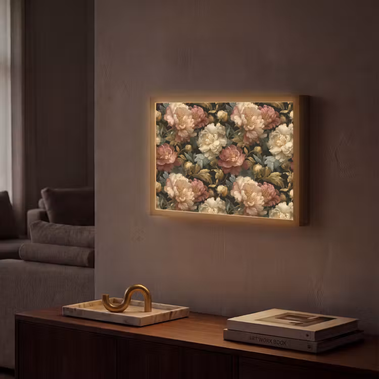 Lightbox - Wandlamp - Bloemen - Barok - Patroon - Roze - Crème — 2