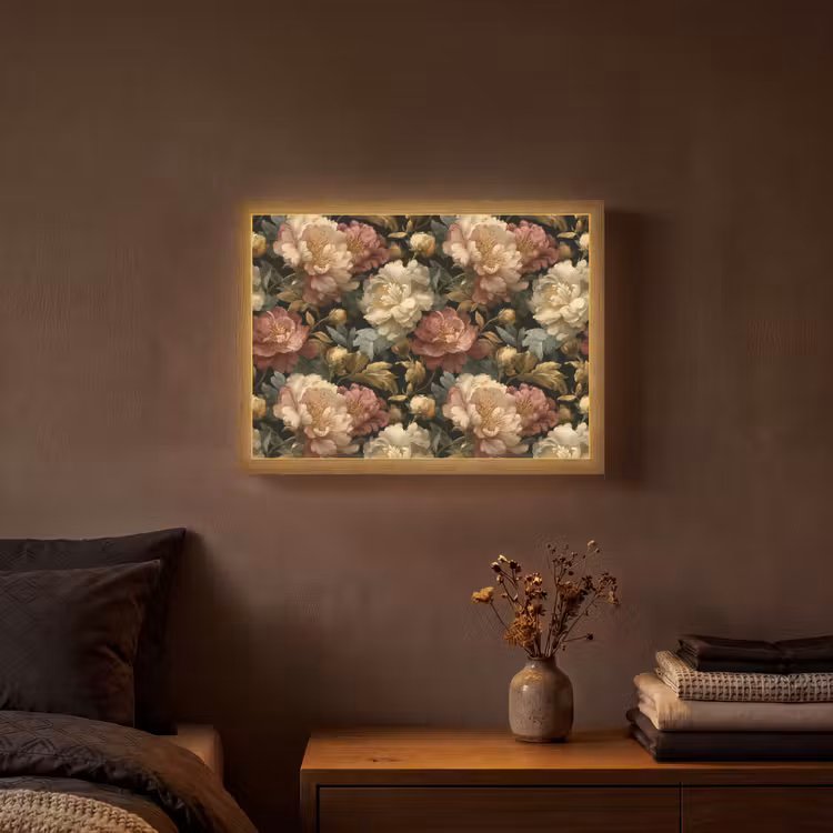 Lightbox - Wandlamp - Bloemen - Barok - Patroon - Roze - Crème — 3
