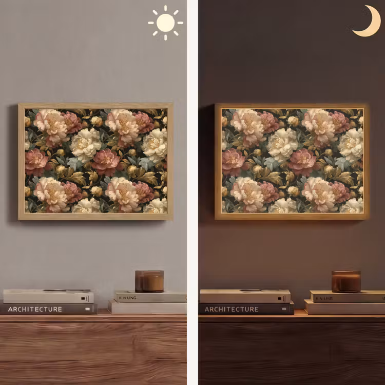 Lightbox - Wandlamp - Bloemen - Barok - Patroon - Roze - Crème — 6