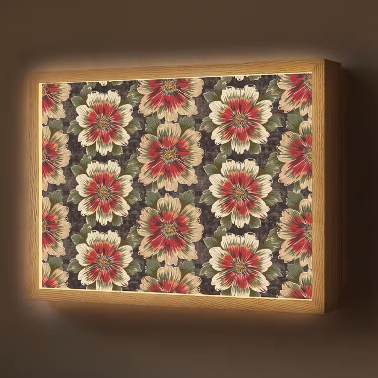 Lightbox - Wandlamp - Bloemen - Klassiek - Patroon - Rood — 1