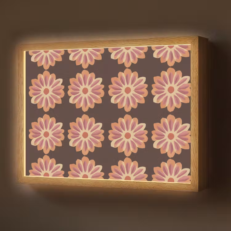 Lightbox - Wandlamp - Bloemen - Patroon - Bruin — 1