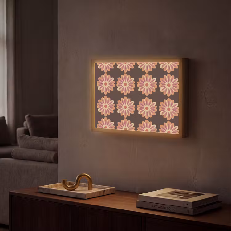 Lightbox - Wandlamp - Bloemen - Patroon - Bruin — 2