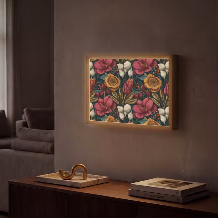 Lightbox - Wandlamp - Bloemen - Patroon - Rood - Goud — 2