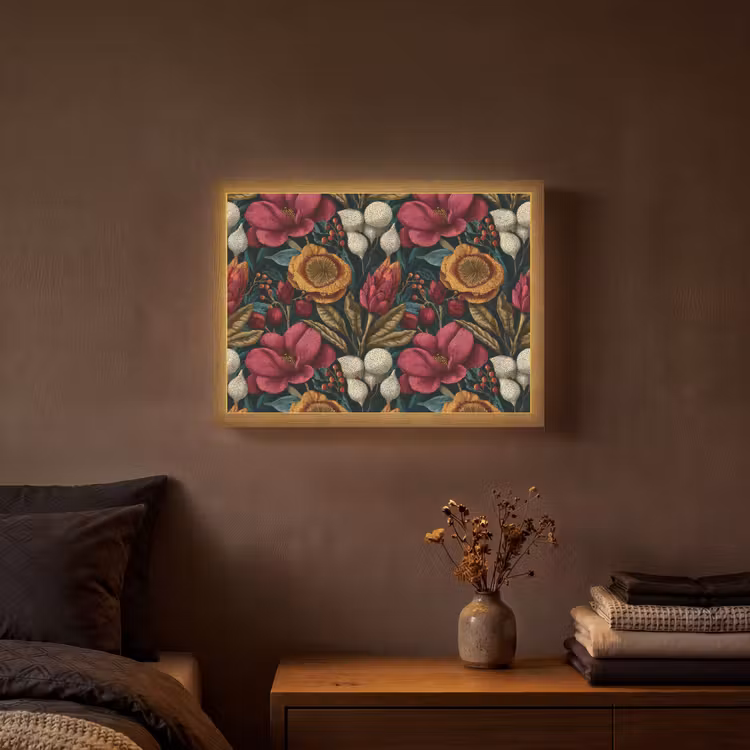 Lightbox - Wandlamp - Bloemen - Patroon - Rood - Goud — 3