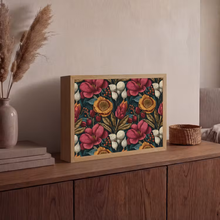 Lightbox - Wandlamp - Bloemen - Patroon - Rood - Goud — 4