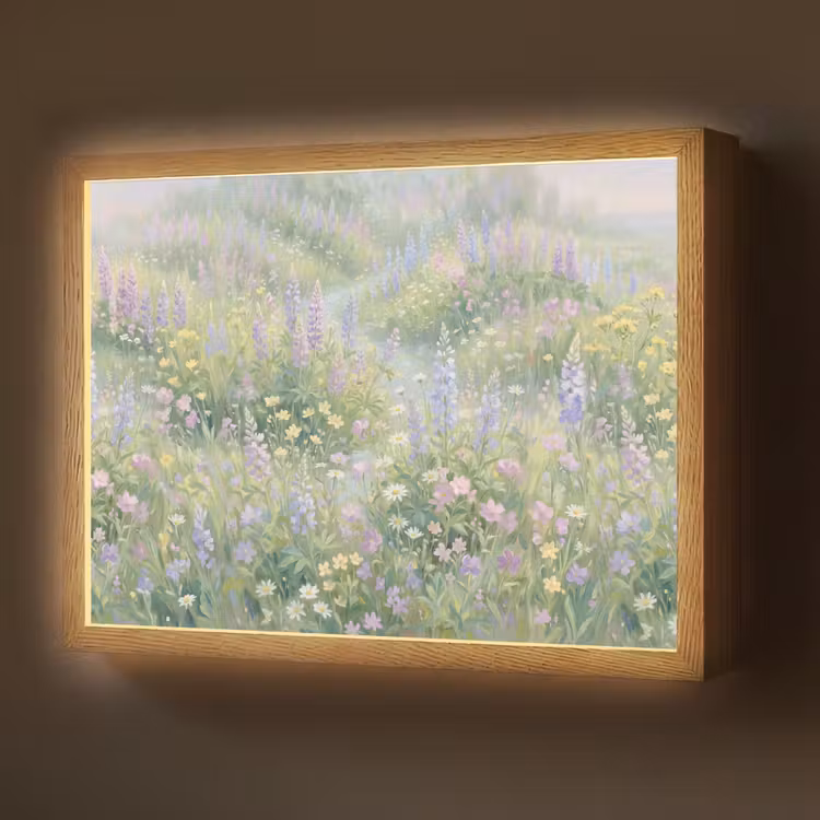 Lightbox - Wandlamp - Bloemenveld - Heuvels - Kleurrijk — 1