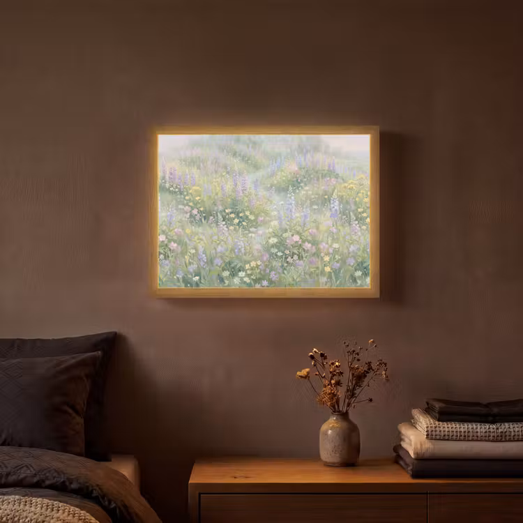 Lightbox - Wandlamp - Bloemenveld - Heuvels - Kleurrijk — 3
