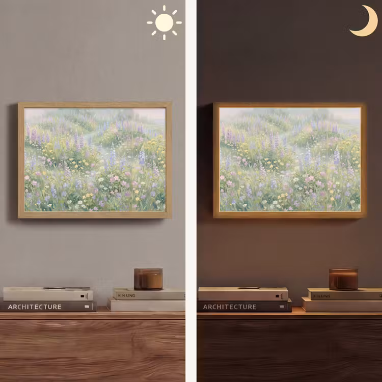 Lightbox - Wandlamp - Bloemenveld - Heuvels - Kleurrijk — 6