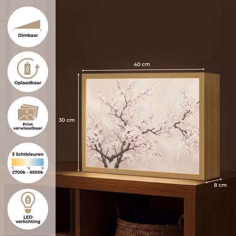 Lightbox - Wandlamp - Bloesem - Illustratie - Taupe — 10