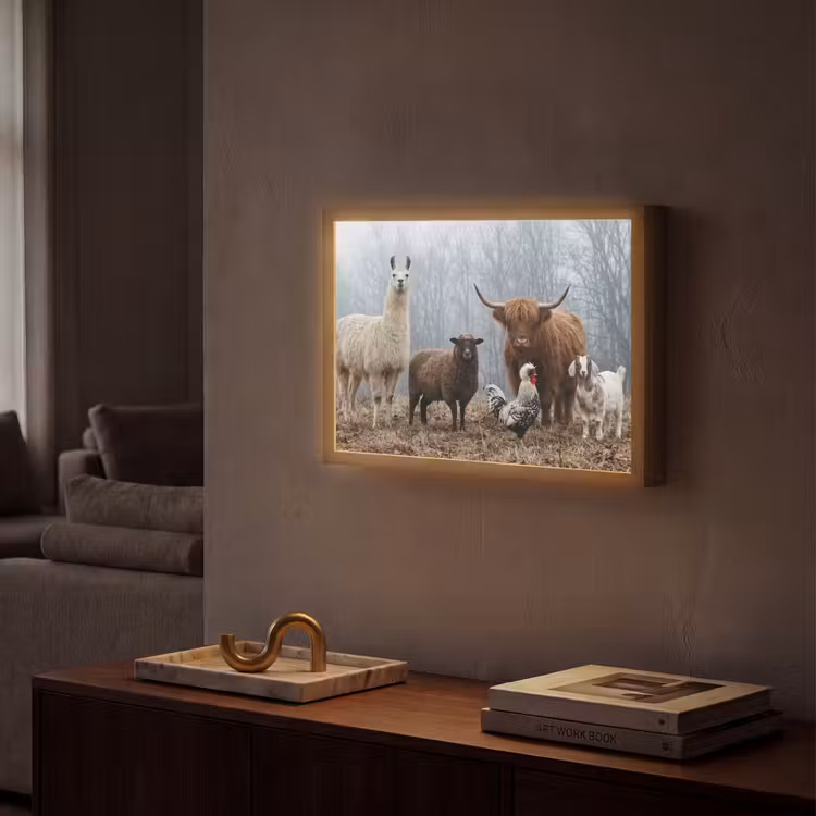 Lightbox - Wandlamp - Boerderijdieren - Groep - Mist - Natuur - Rustiek — 2