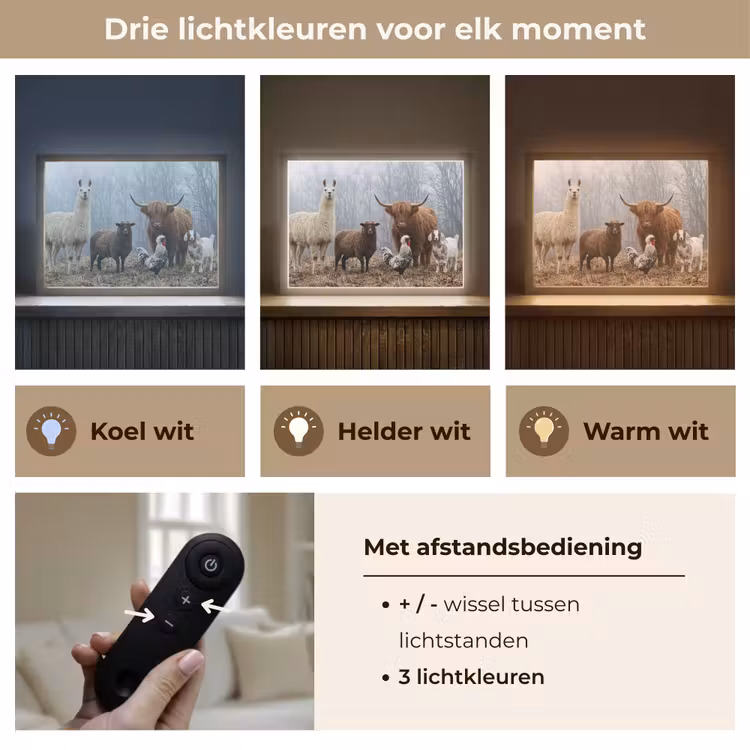 Lightbox - Wandlamp - Boerderijdieren - Groep - Mist - Natuur - Rustiek — 8
