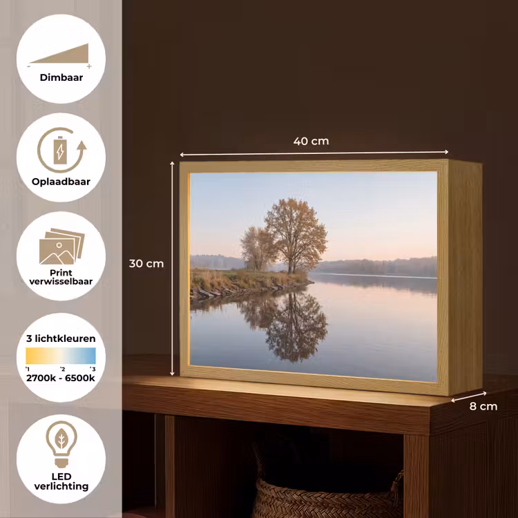 Lightbox - Wandlamp - Bomen - Reflectie - Water - Zonsopgang - Serene — 10