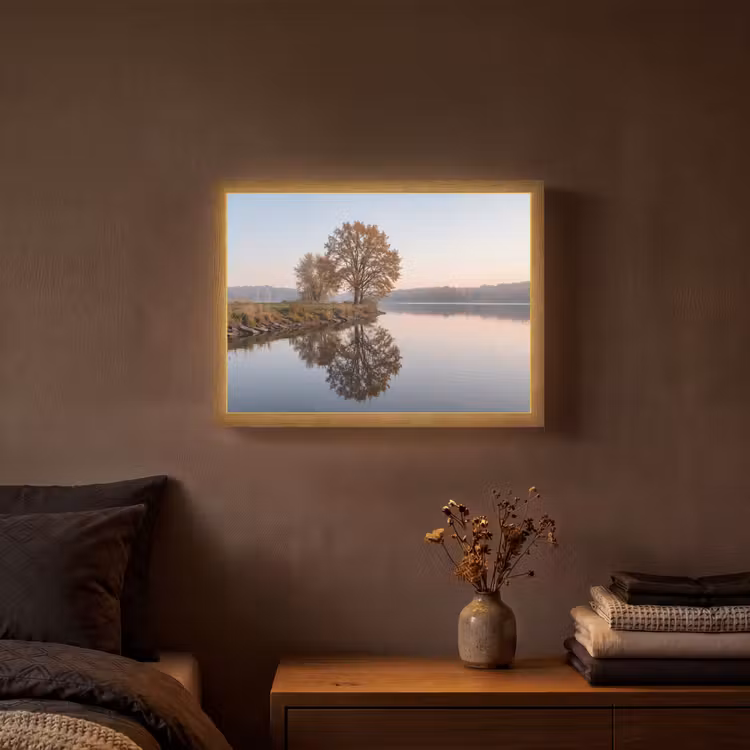 Lightbox - Wandlamp - Bomen - Reflectie - Water - Zonsopgang - Serene — 3