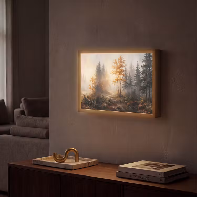 Lightbox - Wandlamp - Bospad - Herfstbladeren - Natuur - Schilderachtig - Oranje — 2