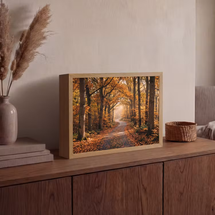 Lightbox - Wandlamp - Bospad - Herfstbos - Bladeren - Oranje - Nostalgisch — 4