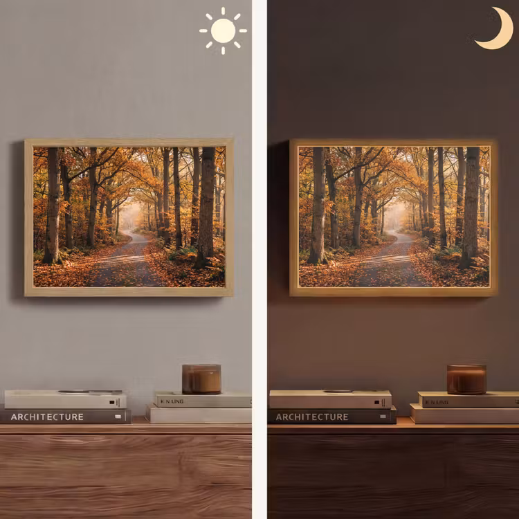 Lightbox - Wandlamp - Bospad - Herfstbos - Bladeren - Oranje - Nostalgisch — 6