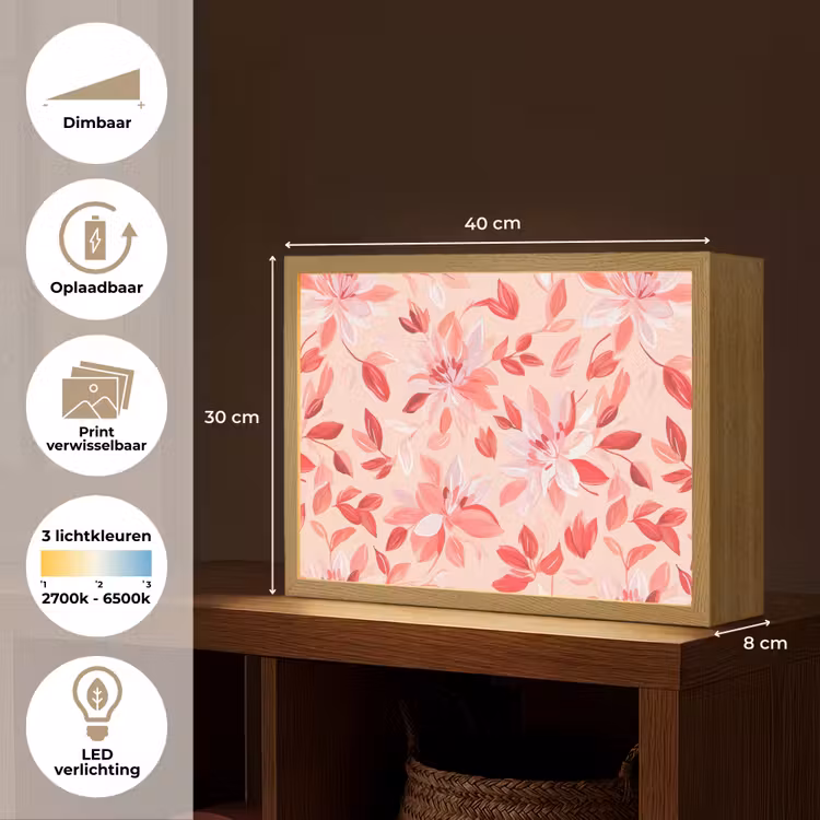 Lightbox - Wandlamp - Botanisch - Bloemen - Rood — 10
