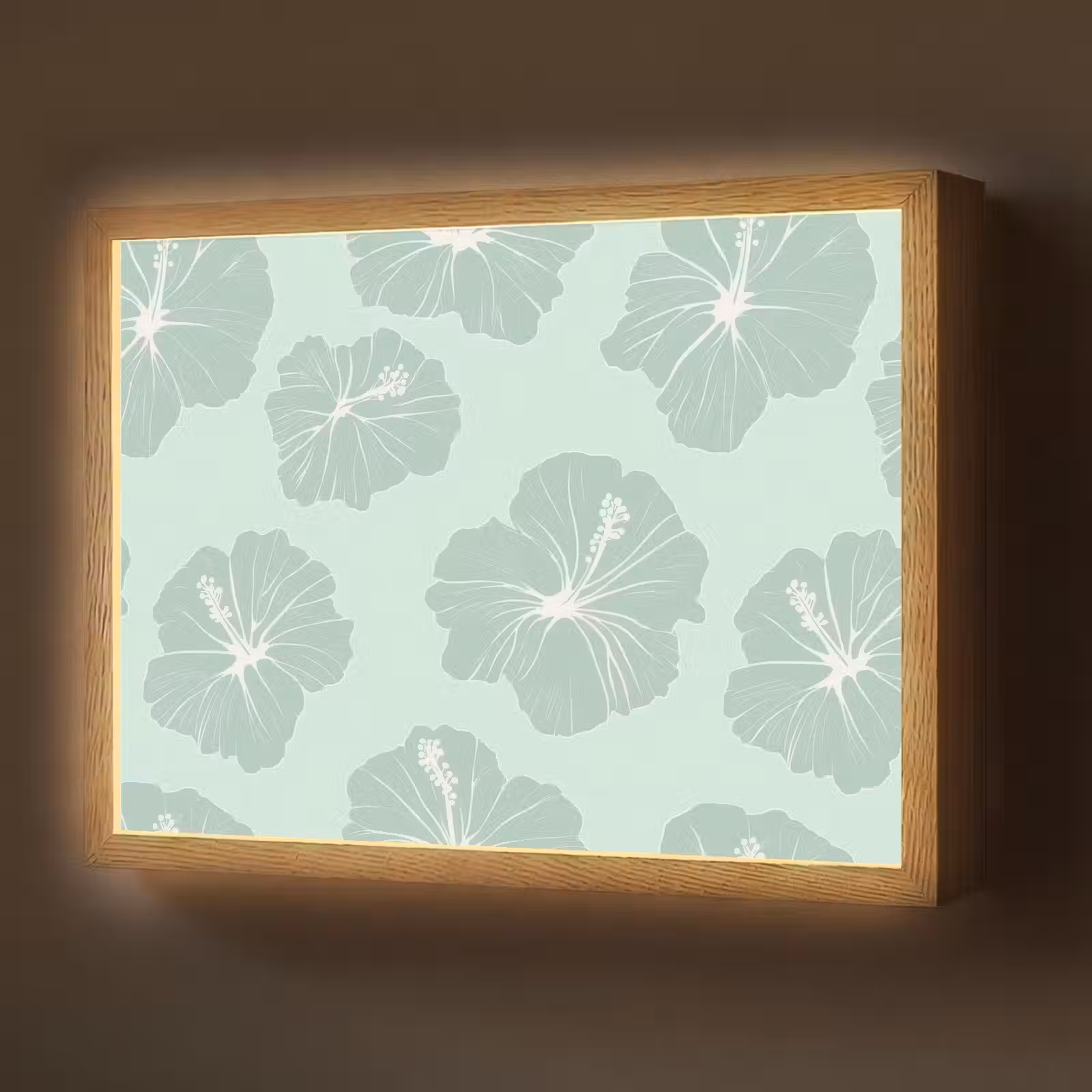 Lightbox - Wandlamp - Bloemen - Hibiscus - Mint — 1