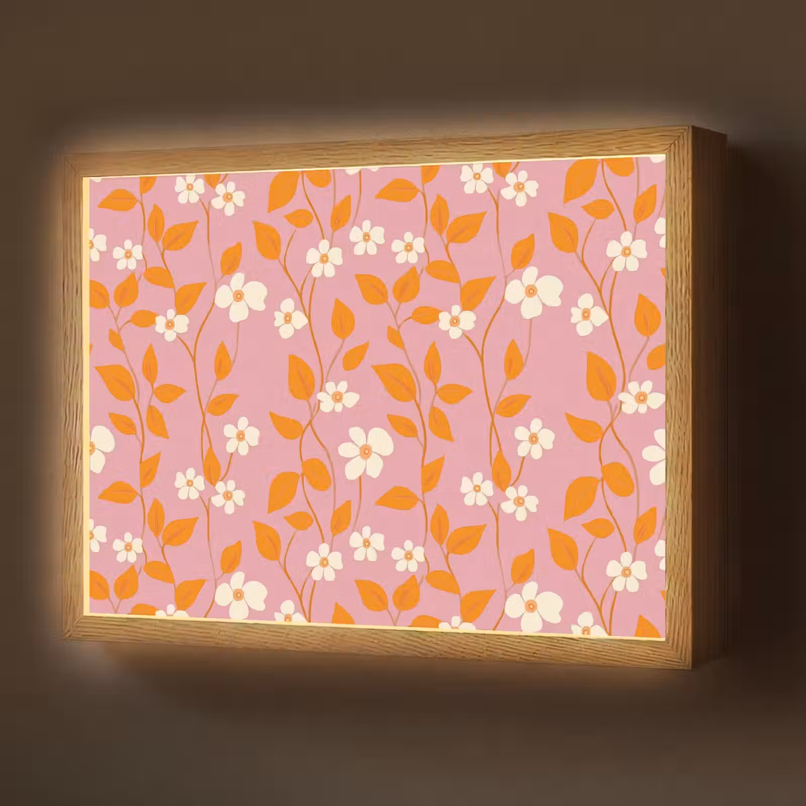 Lightbox - Wandlamp - Bloemen - Patroon - Oranje — 1