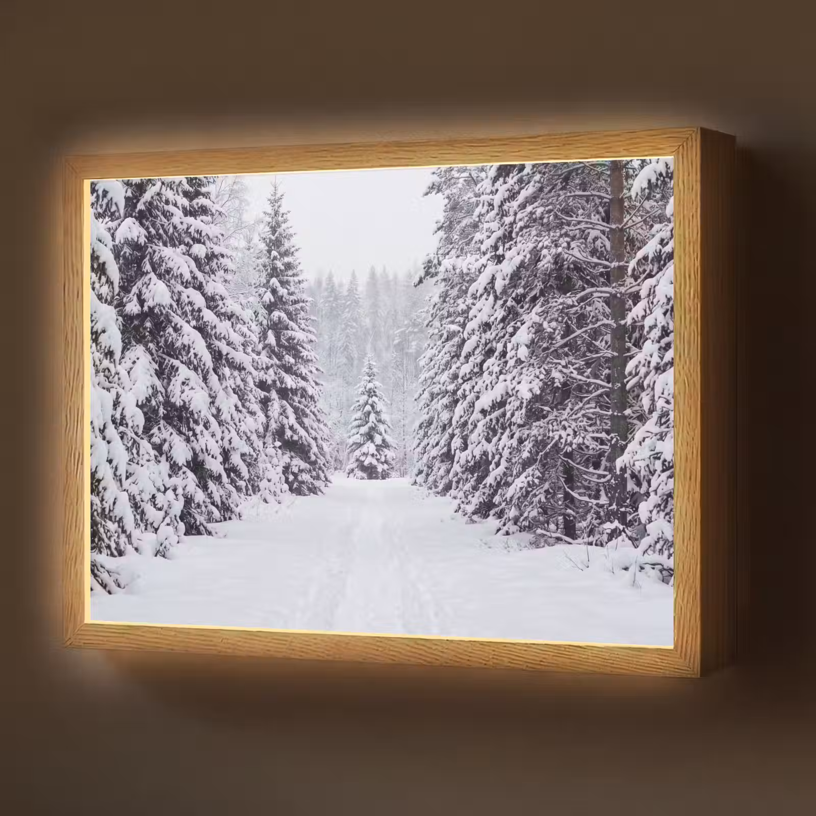 Lightbox - Wandlamp - Bos - Winter - Sneeuw - Pad - Natuur — 1