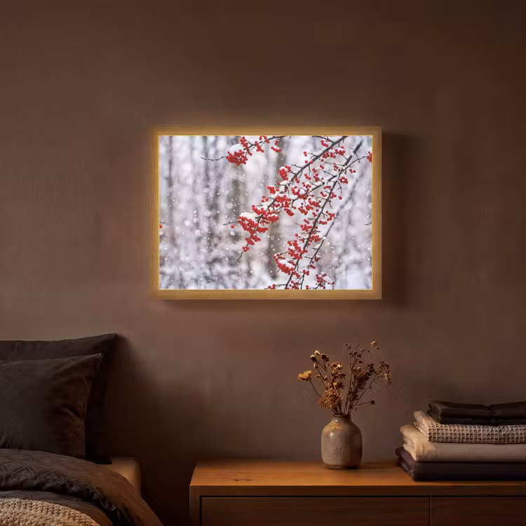 Lightbox - Wandlamp - Bessen - Takken - Sneeuw - Winter - Kleurrijk — 3