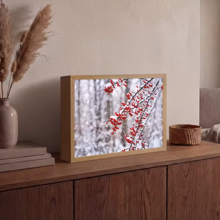 Lightbox - Wandlamp - Bessen - Takken - Sneeuw - Winter - Kleurrijk — 4