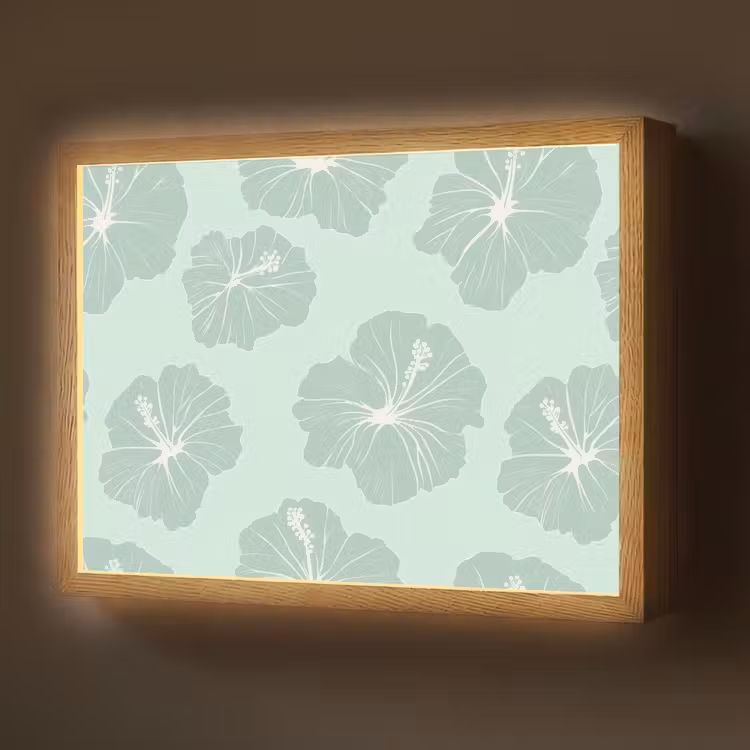 Lightbox - Wandlamp - Bloemen - Hibiscus - Mint — 1