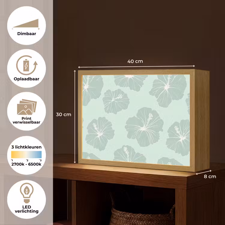 Lightbox - Wandlamp - Bloemen - Hibiscus - Mint — 10