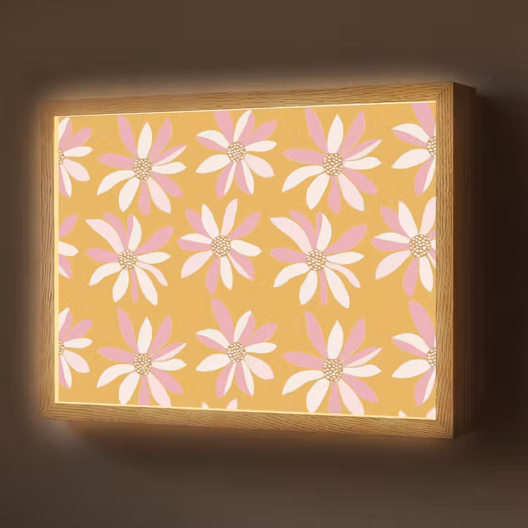 Lightbox - Wandlamp - Bloemen - Modern - Geel — 1