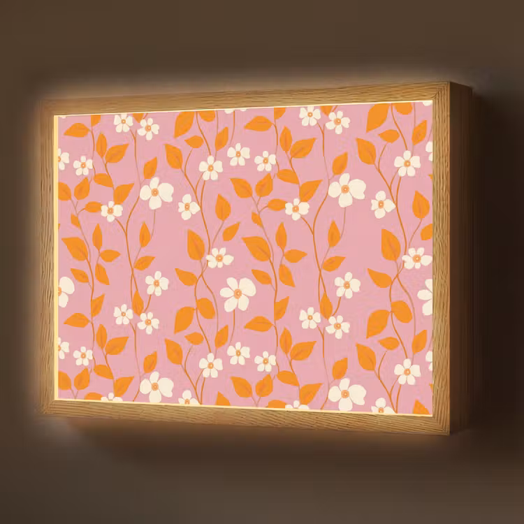 Lightbox - Wandlamp - Bloemen - Patroon - Oranje — 1