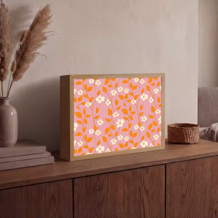 Lightbox - Wandlamp - Bloemen - Patroon - Oranje — 4