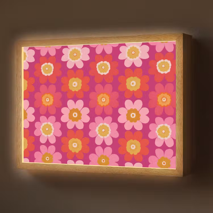 Lightbox - Wandlamp - Bloemen - Retro - Kleurrijk — 1