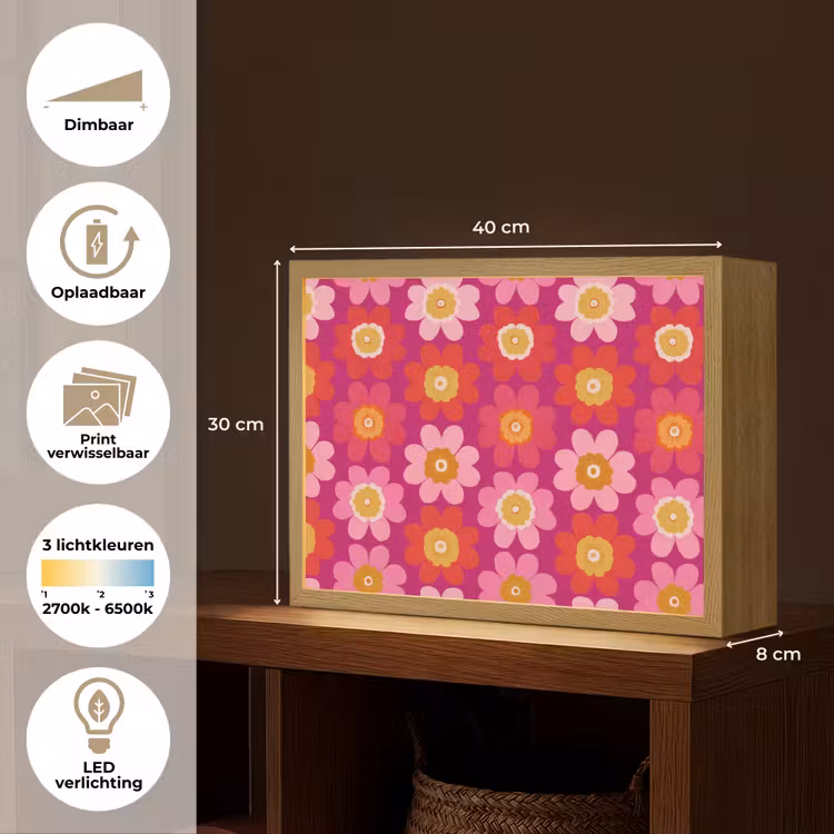 Lightbox - Wandlamp - Bloemen - Retro - Kleurrijk — 10