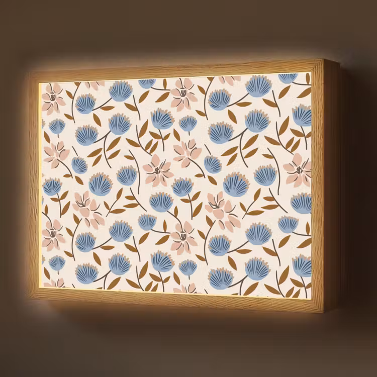 Lightbox - Wandlamp - Bloemen - Wild - Blauw — 1
