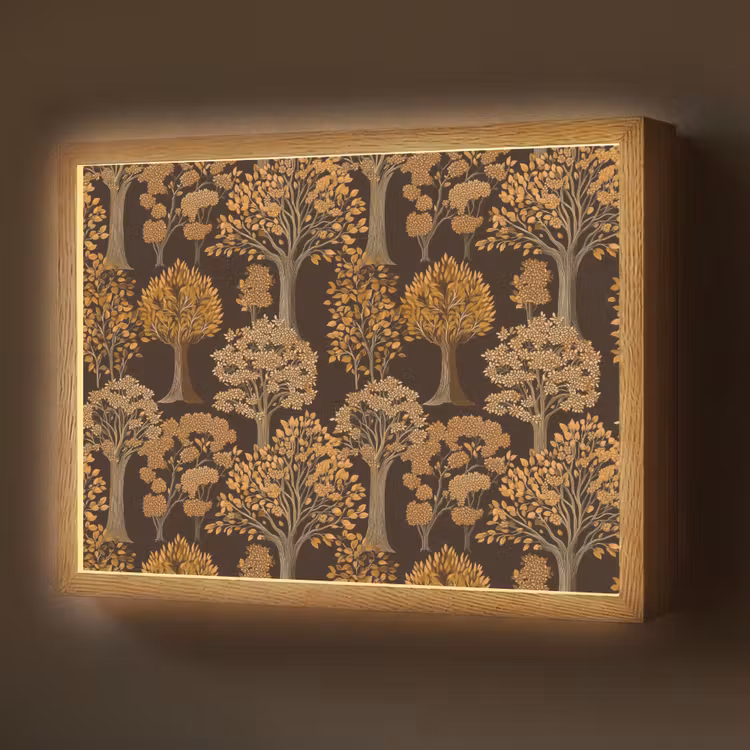 Lightbox - Wandlamp - Bomen - Patroon - Bruin — 1