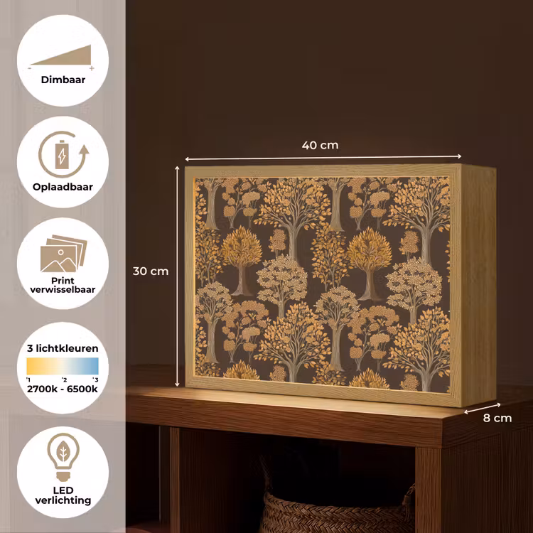 Lightbox - Wandlamp - Bomen - Patroon - Bruin — 10